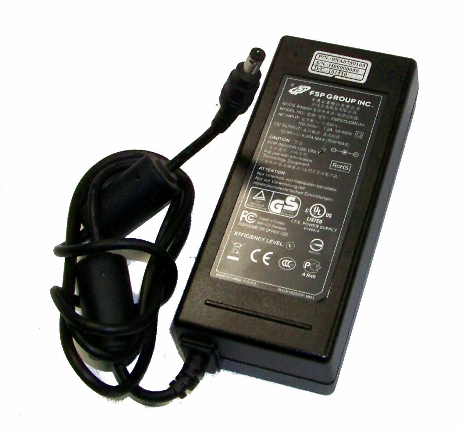 New FSP 9NA0750103 12VDC 6.25A FSP075-DMCA1 75W AC Adapter With Barrel Connector